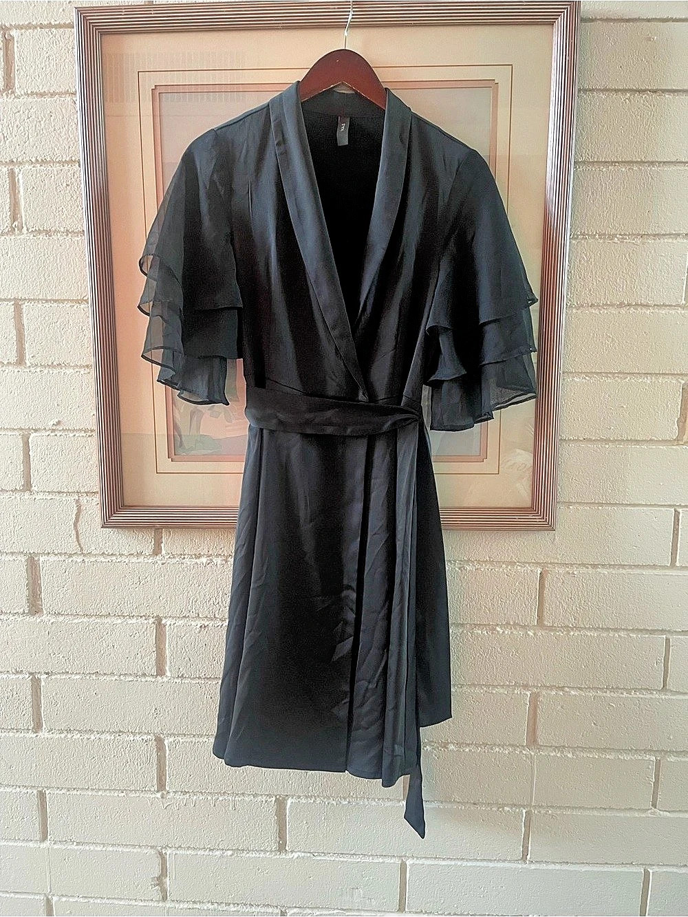 Y.A.S YASBIGAIL SS DRESS Black Layered Sleeve Midi Dress Like New